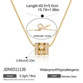 Collar de cadena de serpiente en acero chapado oro 18K con colgante de corazón y cristales - Circón Blanco Completo Simple (JDN0311136)