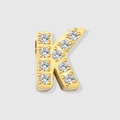Golden micro-pave rhinestone initial K pendant for DIY bracelets and necklaces - Letter K-Gold