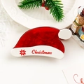 Detailed view of red and white Christmas hat hair claw with festive acrylic texture - 9cm Christmas Hat - Red