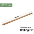 Extra long 90cm solid wood rolling pin with 3cm diameter for large dough sheets - 90*3cm