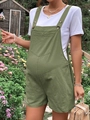 Grüne Umstands-Latzhose mit verstellbarem Bund und lässigem Garten-Design für Damen - S / Grün