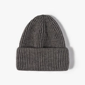 Classic dark grey ribbed-knit beanie with a wide cuffed brim for winter outdoor warmth - One Size / Dark Gray