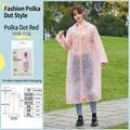 Reusable red polka dot EVA raincoat with hood and buttons for outdoor protection - 18-thread 150g Adult Thickened Red Polka Dot