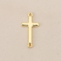 Detail of 18K gold-plated copper cross charm with dual loops for DIY jewelry making - Floral & Stripe / 1.9*0.9cm / Gold