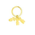 Polished gold stainless steel keychain with cute cartoon girl and two puppy charms - 2 Dogs 1 Girl / Gold