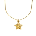 Collar de acero inoxidable bañado en oro de 18K con colgante de estrella brillante - Dorado