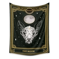 Dettaglio dell'arazzo tarocchi La Luna con teschio animale ed elementi celesti gotici - 73X95CM/Tessuto Spazzolato / La Luna