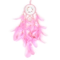 Pink Indian dream catcher with double rings, colorful beads and soft hanging feathers - No Light Version / Pink