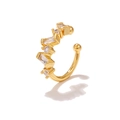 Ear cuff dorato regolabile con zirconi bianchi a taglio rettangolare e rotondo - EGJ0131 Oro/File di Zirconi Intrecciate
