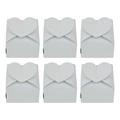 Set of six white heart-shaped pearl paper candy boxes for wedding favors and gifts - White