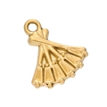 Gold plated stainless steel fan shaped charm pendant for DIY necklace and bracelet crafting - 508# Folding Fan Pendant Only / 12*14mm (2 Pieces/Pack) / Gold