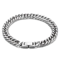 Classic silver stainless steel Cuban link bracelet with a secure jewelry clasp for men - Round Edge Double Weave Chain / 8mm Wide / 22cm