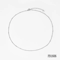 Minimalist silver beaded stainless steel chain necklace with adjustable extension - Silver Bead Chain Necklace (PD1606)