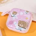 Pink astronaut bear tinplate square coin purse with zipper closure and portable lanyard - Pink Space Bear
