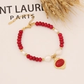 Collana vintage in agata rossa con catena in acciaio inossidabile e perle d'acqua dolce - 2# Braccialetto