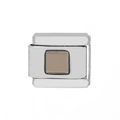 Custom silver stainless steel modular charm with square brown gemstone for DIY bracelets - 0413-square Nebula-golden Castanopsis