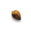 Polished brown tiger eye stone teardrop pendant necklace with golden metal bail clasp - Tiger's Eye
