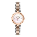 Women's quartz watch in silver and rose gold bicolor steel with floral bezel - Rose Gold White Dial