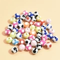 Colorful soccer ball pattern acrylic beads for DIY sports jewelry and bracelet making - 8mm Football Mixed Color Blocks