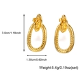 Twisted geometric 18k gold plated stainless steel hoop earrings in golden texture - E00842G (Gold Double Loop Woven)