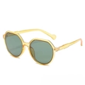 Retro oversized yellow translucent frame sunglasses with dark green lenses for summer - Transparent Orange Frame Green Lens