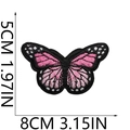 Macro detail of butterfly embroidery patch showing 8cm x 5cm size measurements - No.5-Pink Black Butterfly