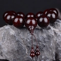 Deep reddish brown Red Sandalwood prayer beads with oily luster and gourd pendant - 15mm*15 Beads High Density Old Material