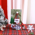 Green burlap Christmas stocking with 3D polar bear doll and red plaid details - E4-2 Medium Fence Sock Bear