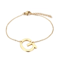 Elegant gold-plated stainless steel chain bracelet featuring a large capital letter G pendant - Letter G(KB116132-K)