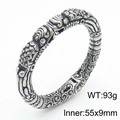 Bracelet jonc lourd argenté vintage avec motifs traditionnels de PiXiu et de nuages - Couleur Acier