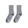 Knee-high heather grey ribbed cotton socks for women with elastic cuffs - Ribbed Slouch Socks (Light Grey)