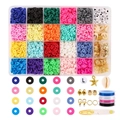 24-grid DIY jewelry kit with clay beads, letter charms and starfish pendants on white background - 24 Grids Polymer Clay Style 2