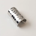 Silver metallic ponytail clip with hammered lava texture and hollow C-shaped design - Long Matte Silver