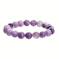 Natural purple gemstone 10mm beaded bracelet with smooth round stones on white background - 10mm Imitation Amethyst