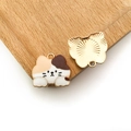 Cute calico cat enamel charm with golden metal back for DIY jewelry making - Calico Cat