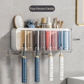 Wall-mounted white toothbrush holder set with four colorful translucent mouthwash cups - 4-Cup Style-White