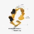 Adjustable 18K gold plated stainless steel heart ring with black enamel details - Gold Band / Black Heart