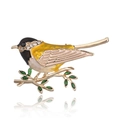 Exquisite bird brooch with yellow enamel and crystal accents on a golden branch - Yellow Bird (2.8*4.6cm)