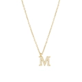Chic gold plated letter M necklace with micro-pave cubic zirconia on a delicate O-chain - Gold-M