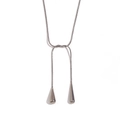 Minimalist gunmetal drop pendant snake chain necklace in dark silver finish - Steel