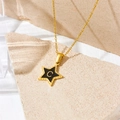 Golden star pendant necklace with black enamel center and letter C detail - Letter C Style (D112)
