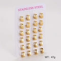 Set di 12 paia di orecchini minimalisti quadrati in acciaio inossidabile dorato su carta - Piccolo (15x13mm)