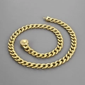 9.5mm gold Cuban link chain for men with sparkling iced out round buckle closure - Gold Rhinestone Clasp (Bracelet 20cm)