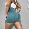Nahtlose Yoga-Shorts in Petrol mit hoher Taille und Push-up-Effekt für Damen - M / Dunkelgrün