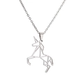 Collar con colgante de unicornio de origami en acero inoxidable pulido color plata - Unicornio Geométrico / Color Acero