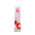 Dettaglio dell'abito lungo bianco slim fit con motivi a fiori rosa e rossi vivaci - S / Rosa