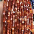 Perles carrées en agate rouge avec motifs naturels pour création de bijoux DIY - 4x4mm (Environ 38cm Fil) / Agate rouge