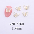 Detailansicht der MZH-A560 Goldlegierung Schmetterling Nagelanhänger mit Strass 11x9mm - Irisierender Klarer Schmetterling Stil (A560)