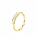 Elegant S925 sterling silver ring with five iridescent moonstones in gold finish - US Size 5 / Gold