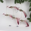 Ornements de Noël paon en verre rose avec plumes et gemmes violettes, set de 18cm - Lot 25 (5 Paons Rose/Violet)